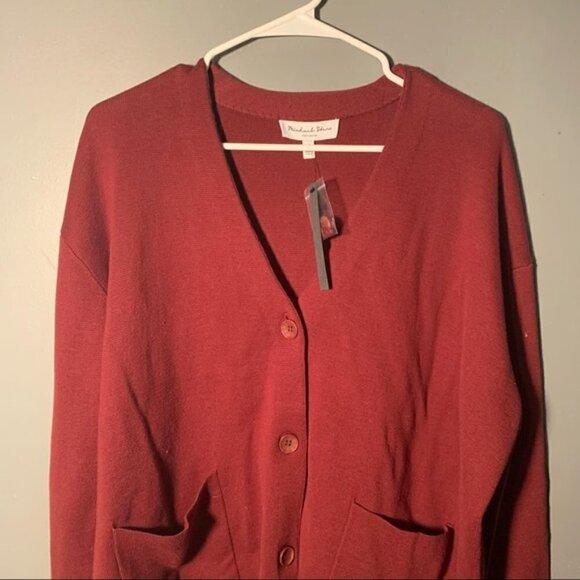 Michael Stars Milano V-Neck Dolman Cardigan Pinot Red - Picture 7 of 12